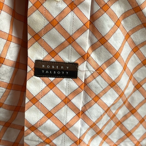 Robert Talbott Button Front shirt orange and white size large 100% cotton - Picture 3 of 8
